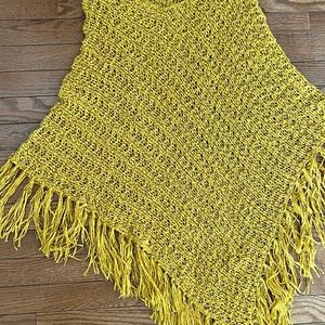 Chico’s Mustard Fringe Woven Poncho